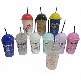 VASO DOMO INF.C/SORBETE PLASTICO 17CM SERIGRAFEADO-BOCA RIVER CAPIBARA LABUBU STITCH