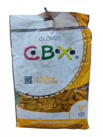 CBX GLOBOS 9P.DORADOS X50UNIDAD COTILLON
