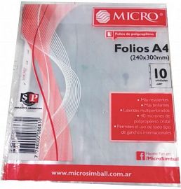 LIGGO FOLIOS A4 X10 CRISTAL TIRA BLANCA      40MICRONES 370-1100