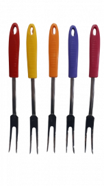 CAROL PINCHE TENEDOR 31 CM VARIOS COLORES    UTENSILIOS METAL MANGO PLASTICO PARRILLERO